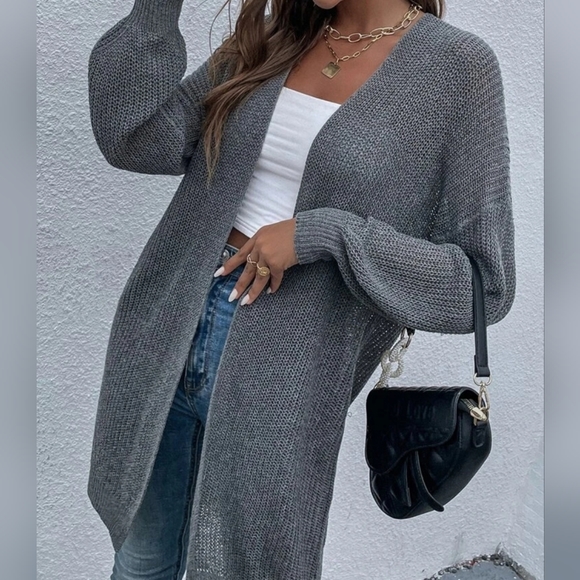 Open Front Rib-Knit Cardigan - Picture 1 of 3